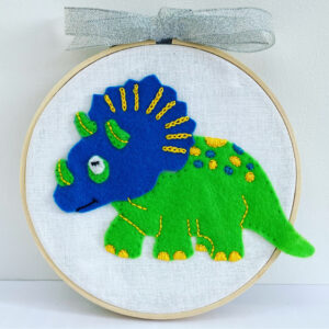 Triceratops Dinosaur personalised embroidery hoop
