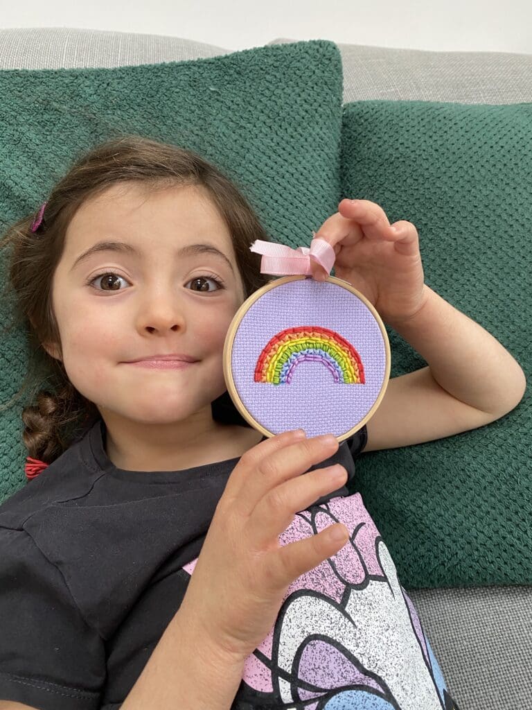 Rainbow embroidery kit, Kids crafting kit Treasure Kave