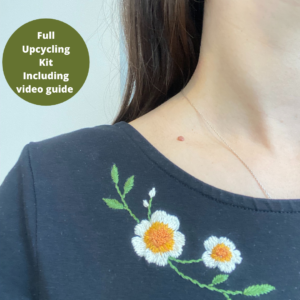 Floral vine Up-cycled clothing embroidery kit