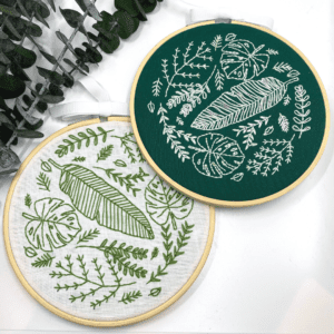 Plant lover Embroidery Kit, Beginners embroidery, Tropical leaves, Hand embroidery kit, Gift for plant mum