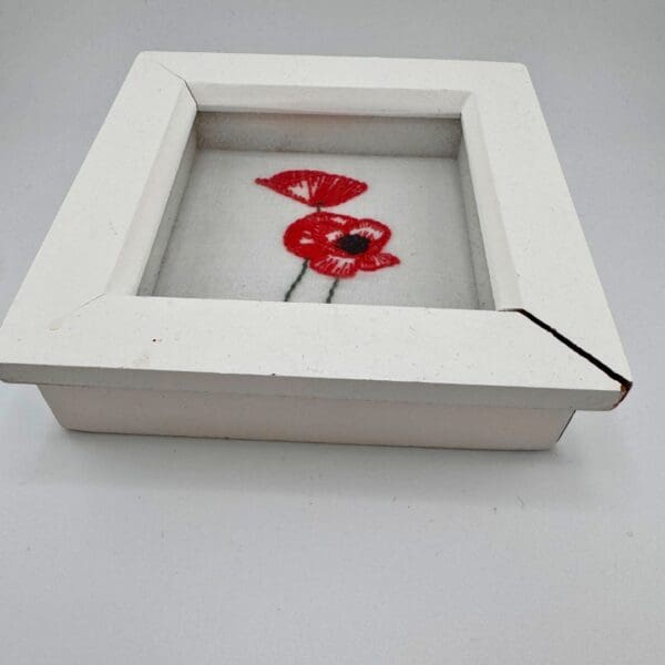 Framed poppy embroidery, Poppy gift, Flower gift, Hand embroidery, Wall art - Image 2