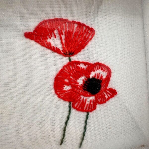 Framed poppy embroidery, Poppy gift, Flower gift, Hand embroidery, Wall art - Image 3