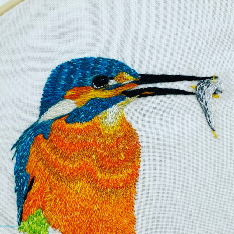 Kingfisher artwork, Kingfisher gift, Kingfisher embroidery, Kingfisher ...