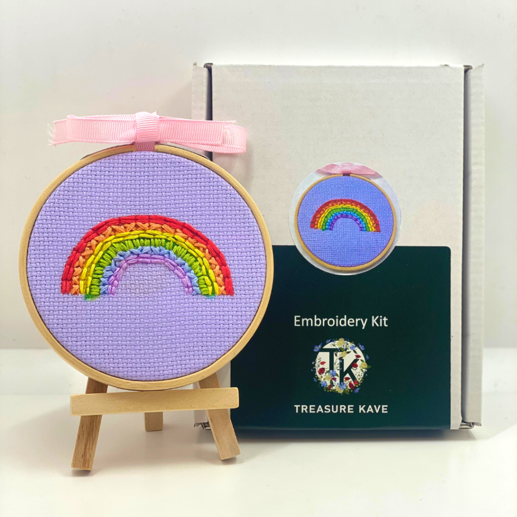 Rainbow embroidery kit suitable for age 6+