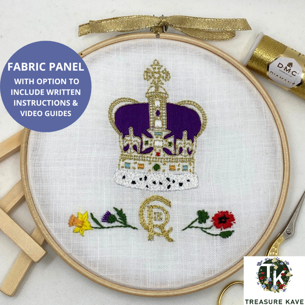 Coronation Crown printed panel for embroidery- Treasure Kave