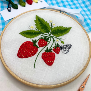 Picture of strawberry embroidery kit