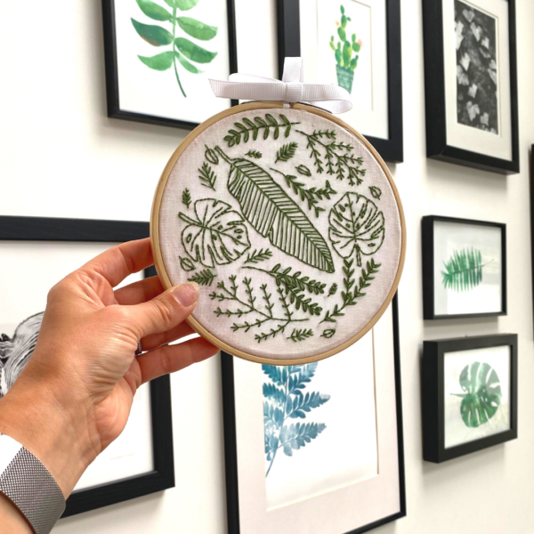 House plant printed panel for embroidery, Tropical plant gift, Hand embroidery panel - Image 9