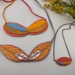 Statement Bib Coral necklaces,Hand Embroidered necklace, Happy jewellery
