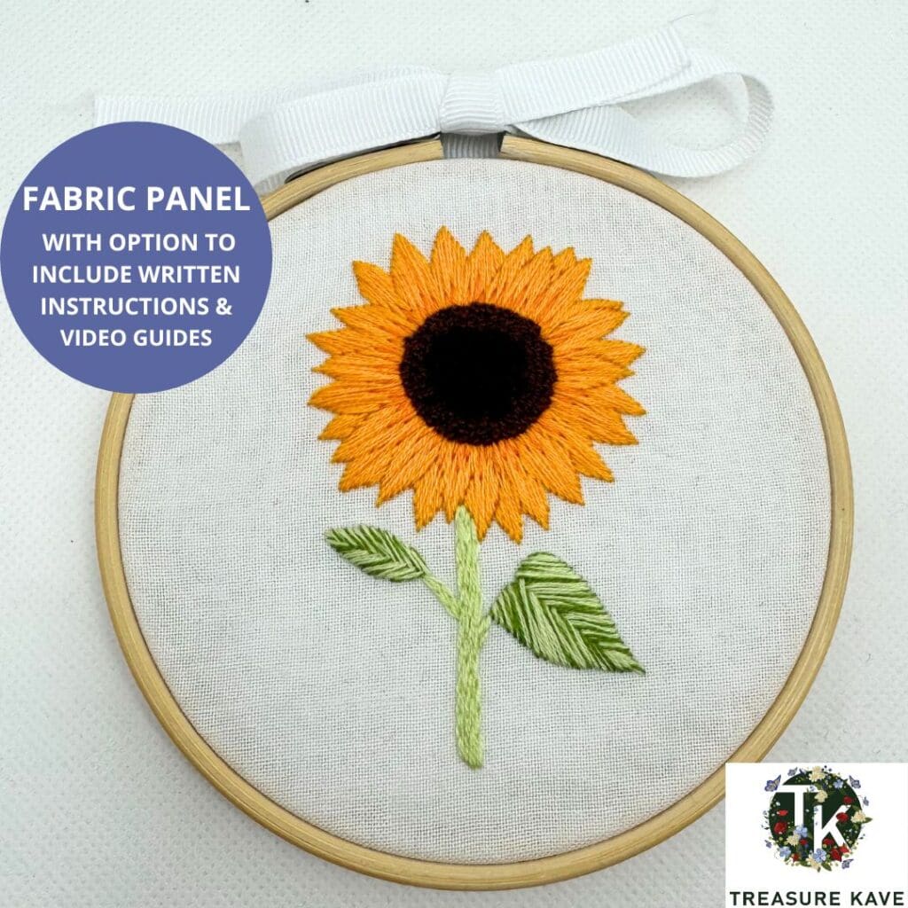 Sunflower flower printed panel for embroidery Treasure Kave