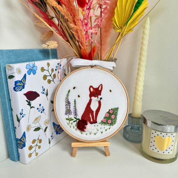 Image displaying Fox cub embroidery kit finished project