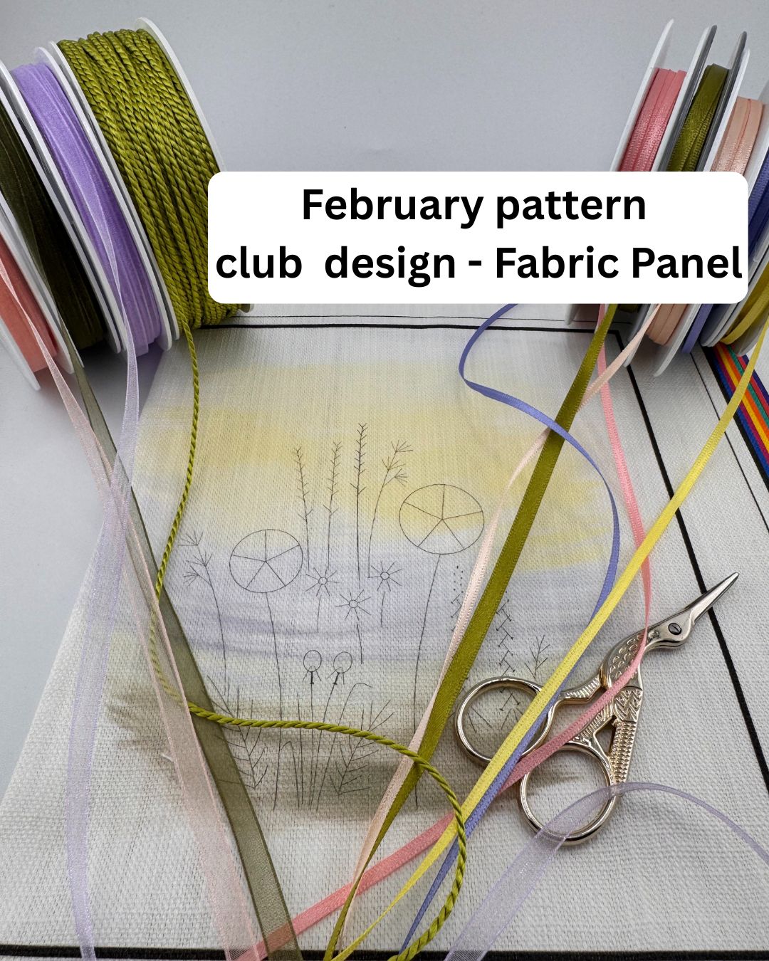 Bi-Monthly Embroidery Pattern Club - Fabric Panel and Instruction guide