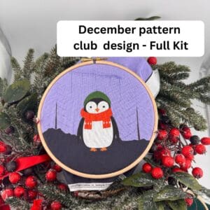 December Pattern Club embroidery kit, Penguin Adventurous Beginner embroidery kit