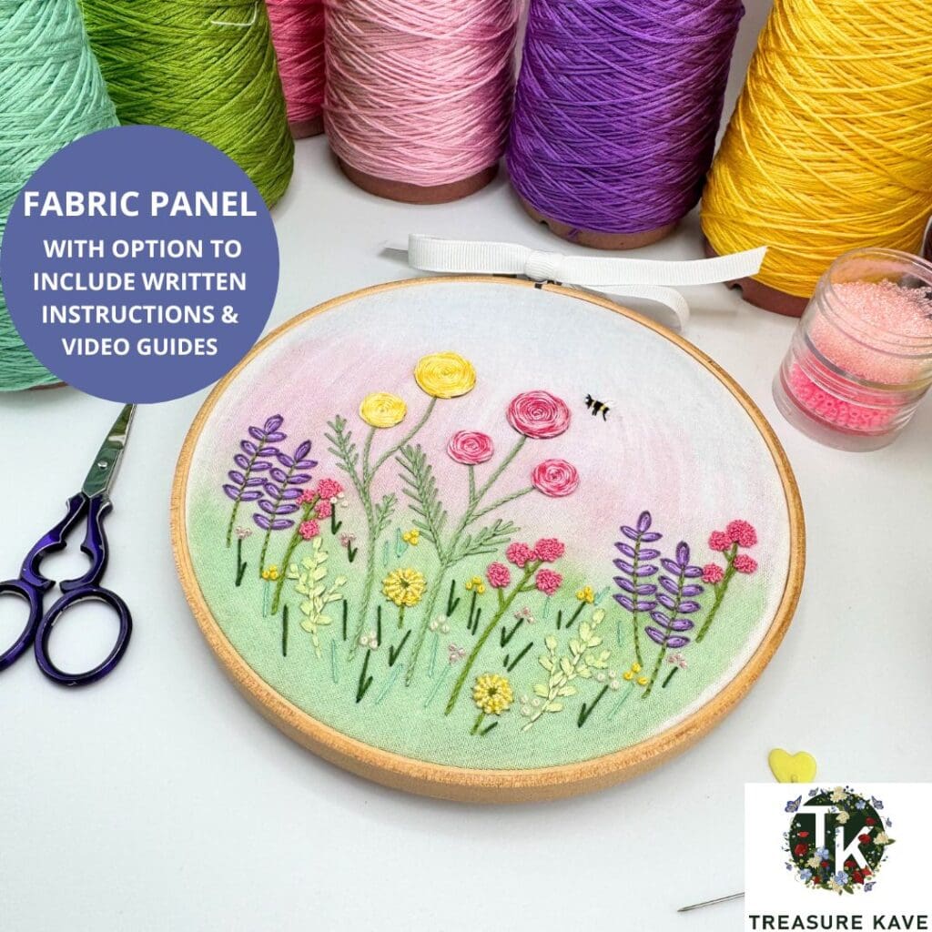 Spring Garden Flowers panel for embroidery, Flower embroidery design ...
