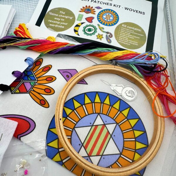 Woven Embroidery patch embroidery kit, Up-cycling embroidery kit, Craft gift, Modern Embroidery - Image 2