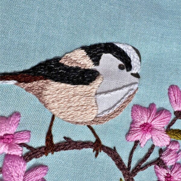 Cherry Blossom and Long Tailed Tit embroidery kit, Beginner embroidery kit, Craft gift, Modern Embroidery - Image 6