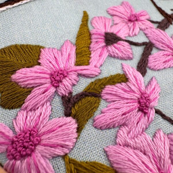 Cherry Blossom and Long Tailed Tit embroidery kit, Beginner embroidery kit, Craft gift, Modern Embroidery - Image 5