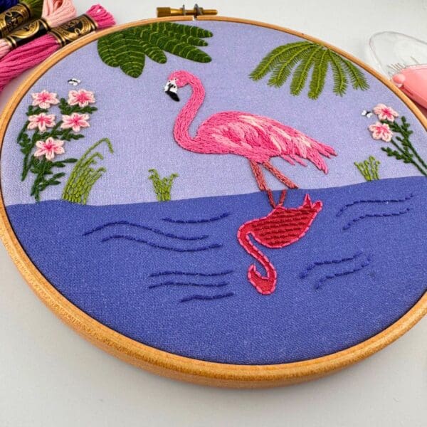 Flamingo embroidery kit, Beginner embroidery kit, Craft gift, Modern Embroidery - Image 2