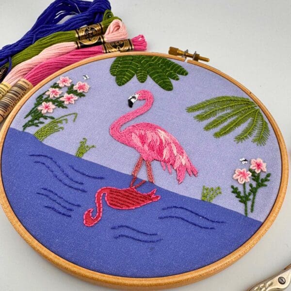 Flamingo embroidery kit, Beginner embroidery kit, Craft gift, Modern Embroidery - Image 3
