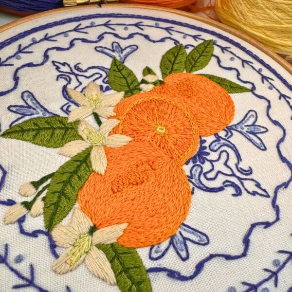 Sicilian Oranges embroidery kit, Beginner embroidery kit, Craft gift, Modern Embroidery - Image 2