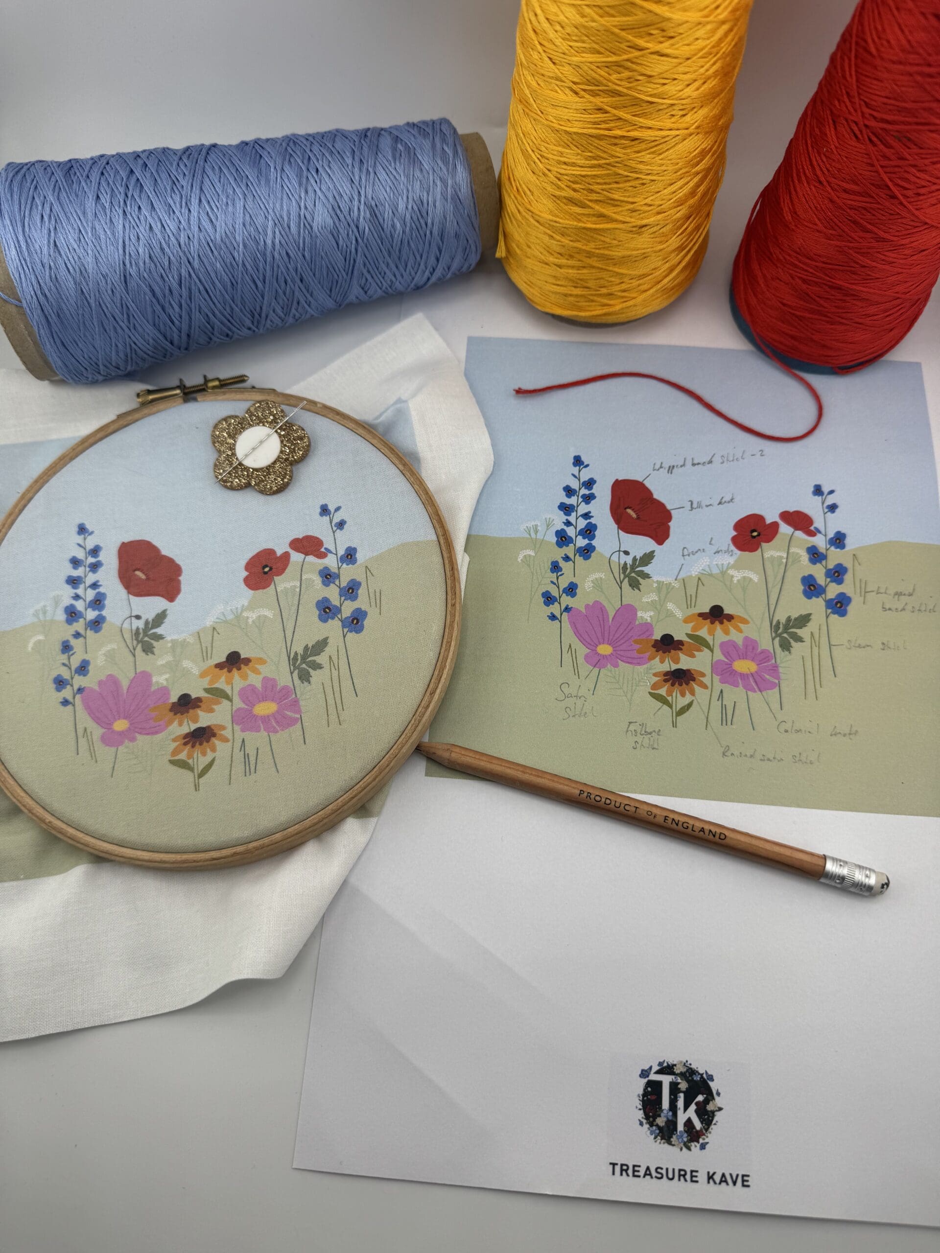 Bi-Monthly Embroidery Pattern Club - Fabric Panel and Instruction guide - Image 3