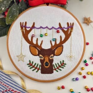 Christmas Reindeer embroidery kit,  Adventurous Beginner Festive embroidery kit