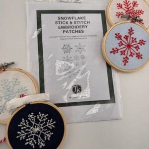 Snowflake Stick & Sew Embroidery Stickers/Patches, hand embroidery designs, Water Soluble Stick and Stitch Designs