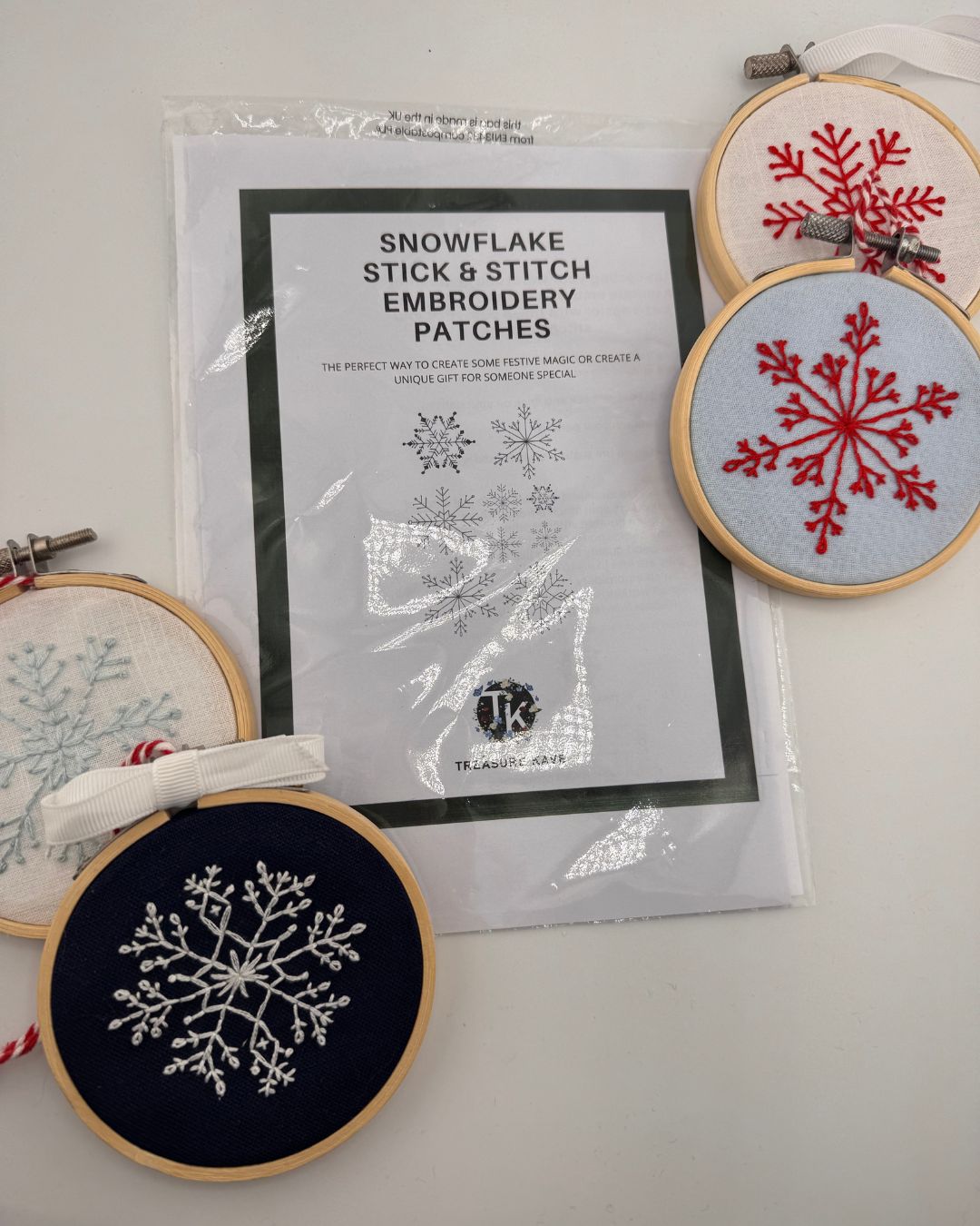 Snowflake Stick & Sew Embroidery Stickers/Patches, hand embroidery designs, Water Soluble Stick and Stitch Designs