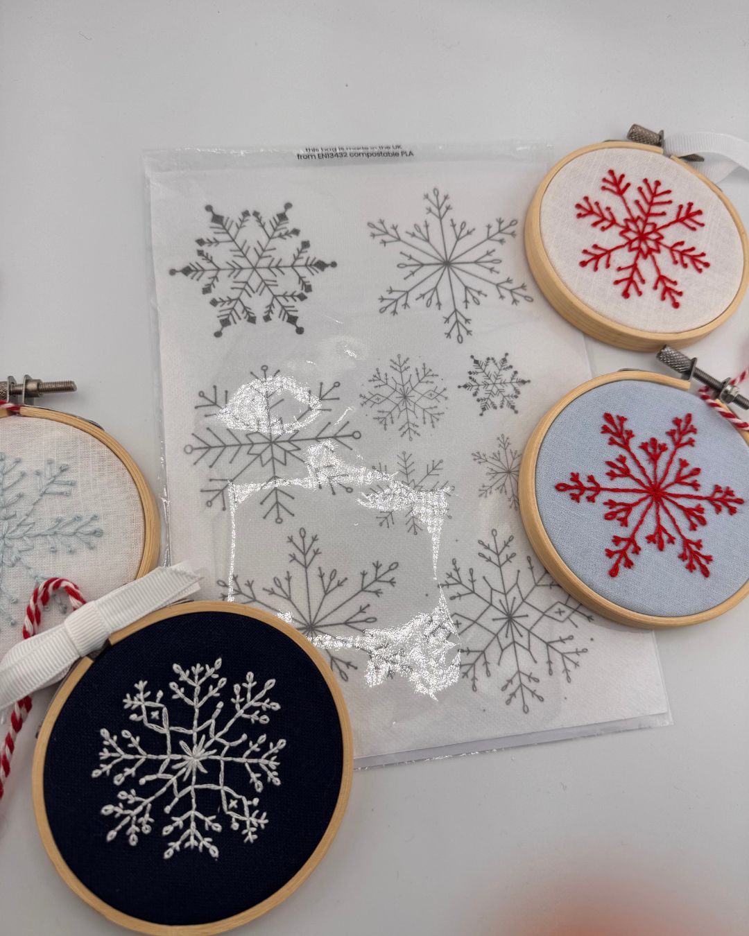 Snowflake Stick & Sew Embroidery Stickers/Patches, hand embroidery designs, Water Soluble Stick and Stitch Designs - Image 2