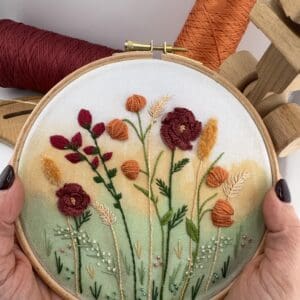 Autumn flower garden embroidery kit, Nature inspired Adventurous Beginner embroidery kit