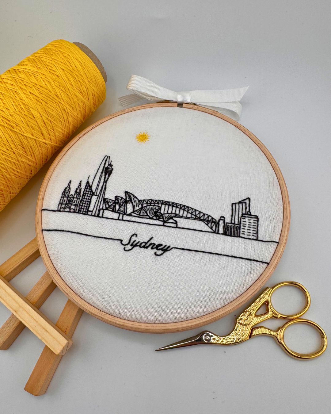 Sydney iconic skyline embroidery design