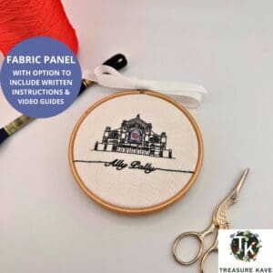 Ally Pally panel for embroidery, Alexandra Palace embroidery design, Hand embroidery panel
