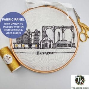 Harrogate Town panel for embroidery, Harrogate embroidery design, Hand embroidery panel