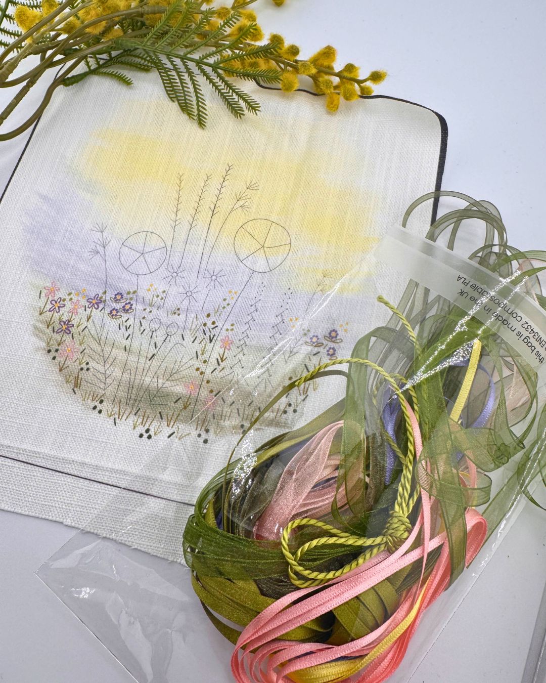 Flower Garden Ribbonwork panel for embroidery, Nature inspired embroidery design, Hand embroidery panel - Image 5