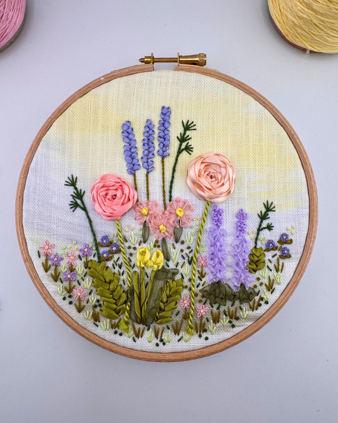 Ribbon work embroidery kit for adventurous beginners