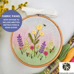 Mini Spring Flower garden panel for embroidery, Floral pattern embroidery design, Hand embroidery panel