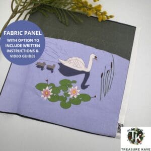 Swan and Cygnet panel for embroidery, Nature inspired embroidery design, Hand embroidery panel