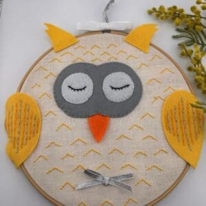 Owl 9" Ready made embroidery hoop art, Embroidery hoop art, Wall art