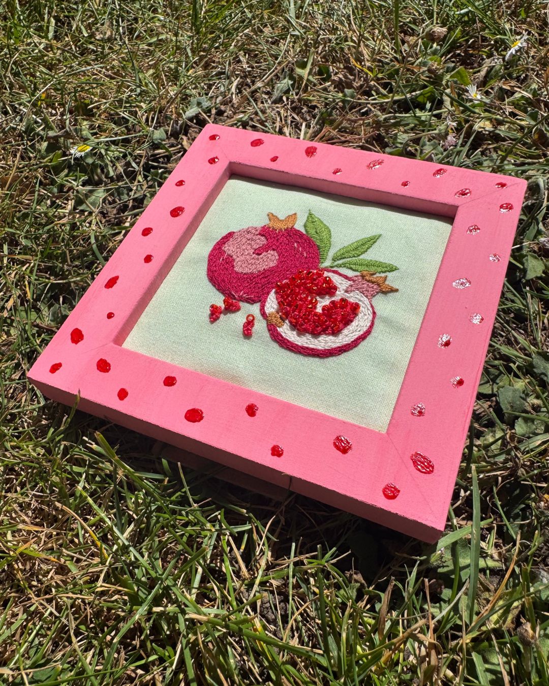 Pomegranate panel for embroidery, Summer Fruits pattern embroidery design, Hand embroidery panel - Image 3