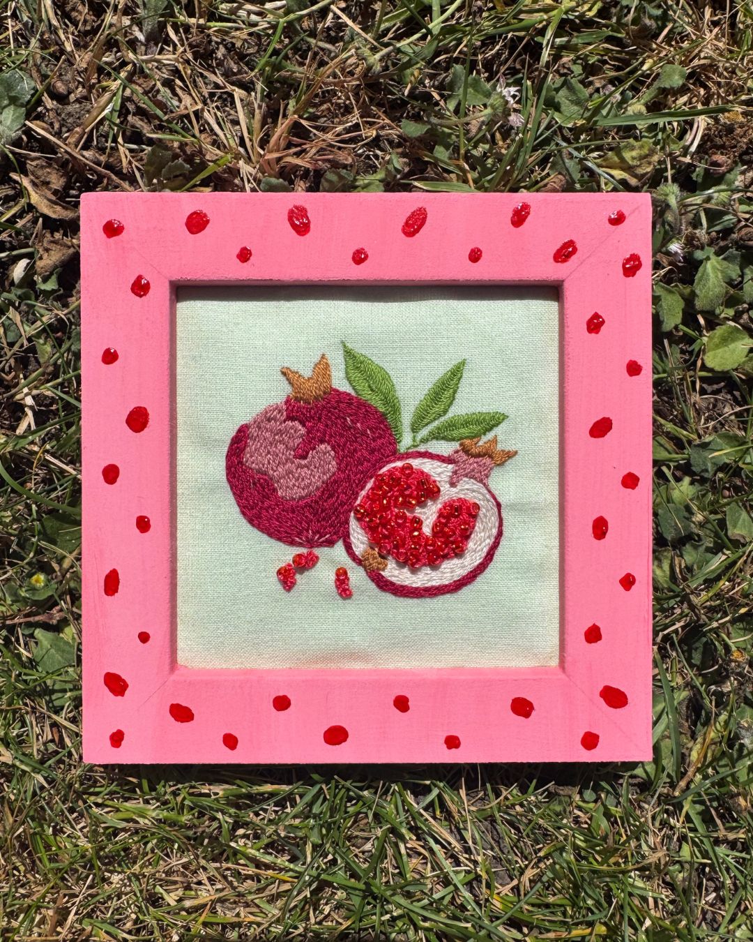 Pomegranate panel for embroidery, Summer Fruits pattern embroidery design, Hand embroidery panel - Image 4