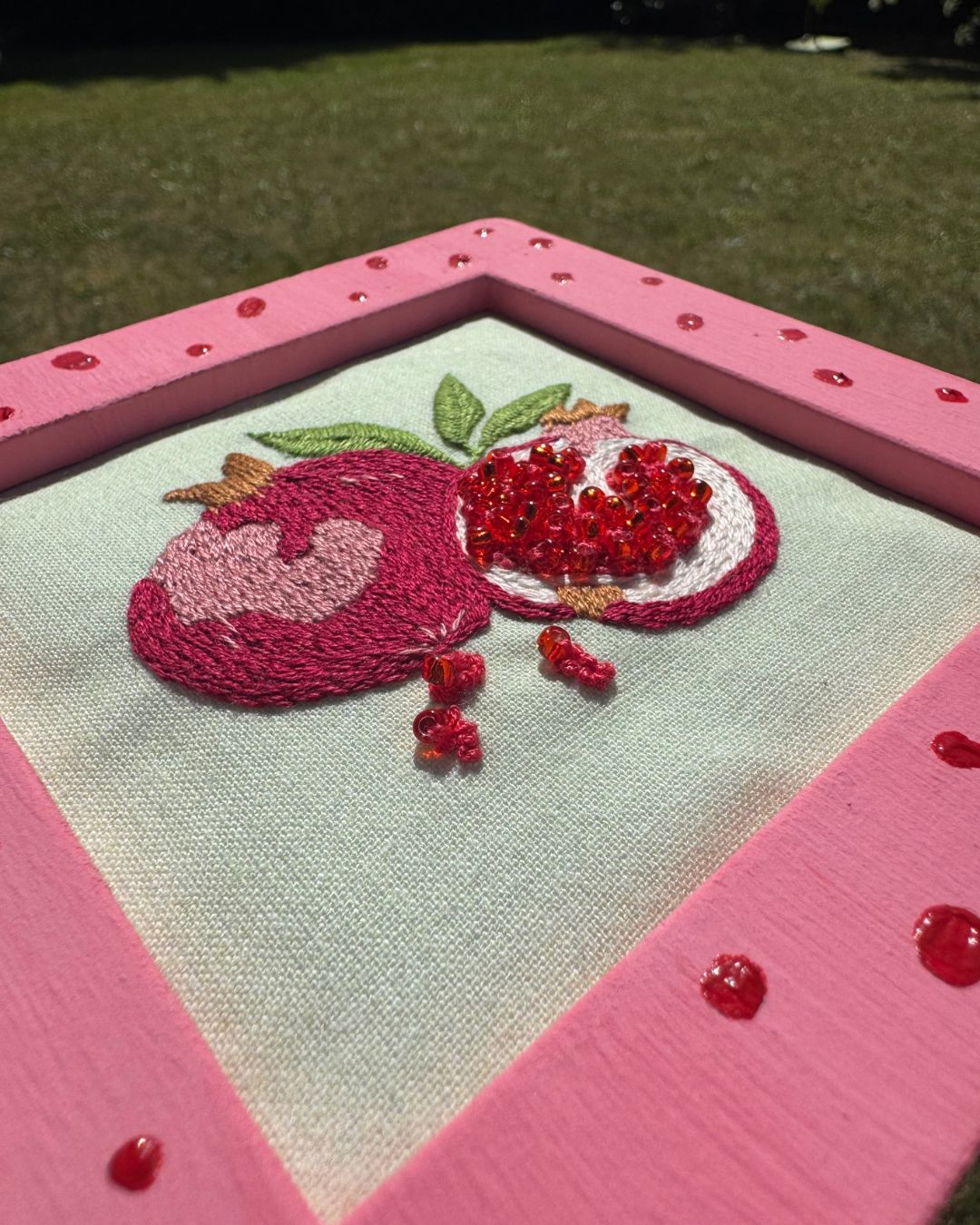 Pomegranate panel for embroidery, Summer Fruits pattern embroidery design, Hand embroidery panel - Image 5