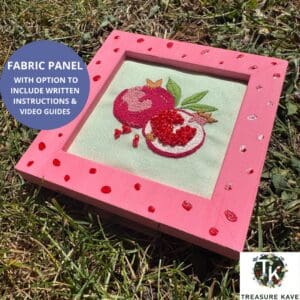 Pomegranate panel for embroidery, Summer Fruits pattern embroidery design, Hand embroidery panel