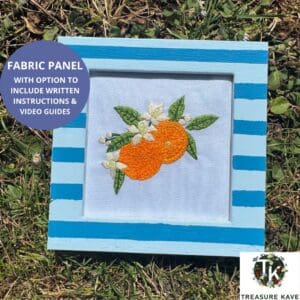 Sweet Oranges panel for embroidery, Summer Fruits pattern embroidery design, Hand embroidery panel