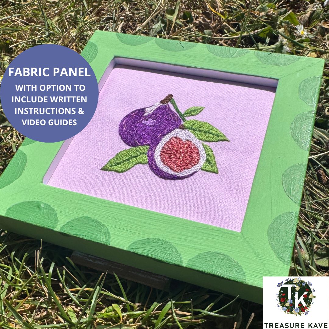 Juicy Figs panel for embroidery, Summer Fruits pattern embroidery design, Hand embroidery panel