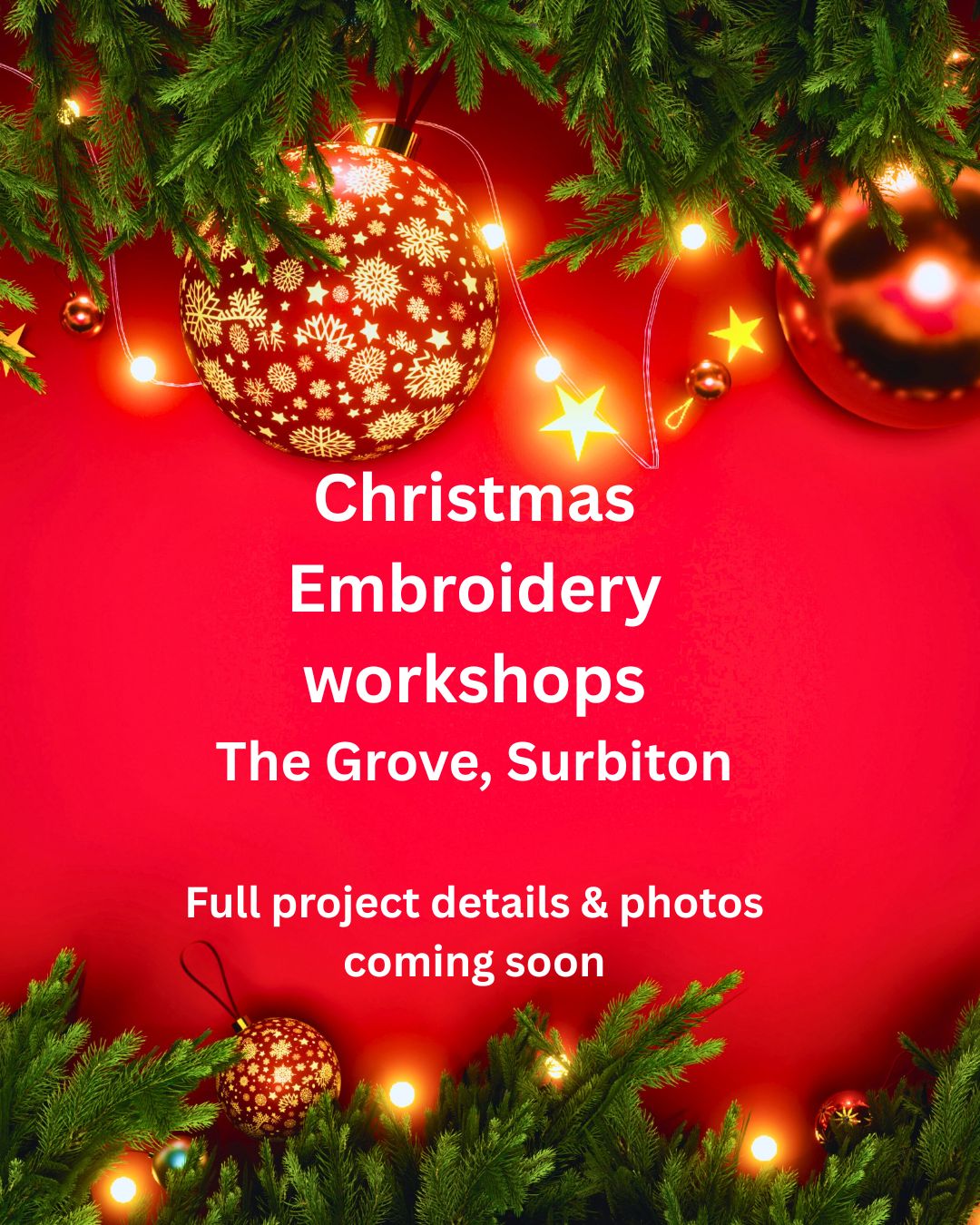 Christmas Decoration Embroidery workshop -7th December 2026 - The Grove, Surbiton