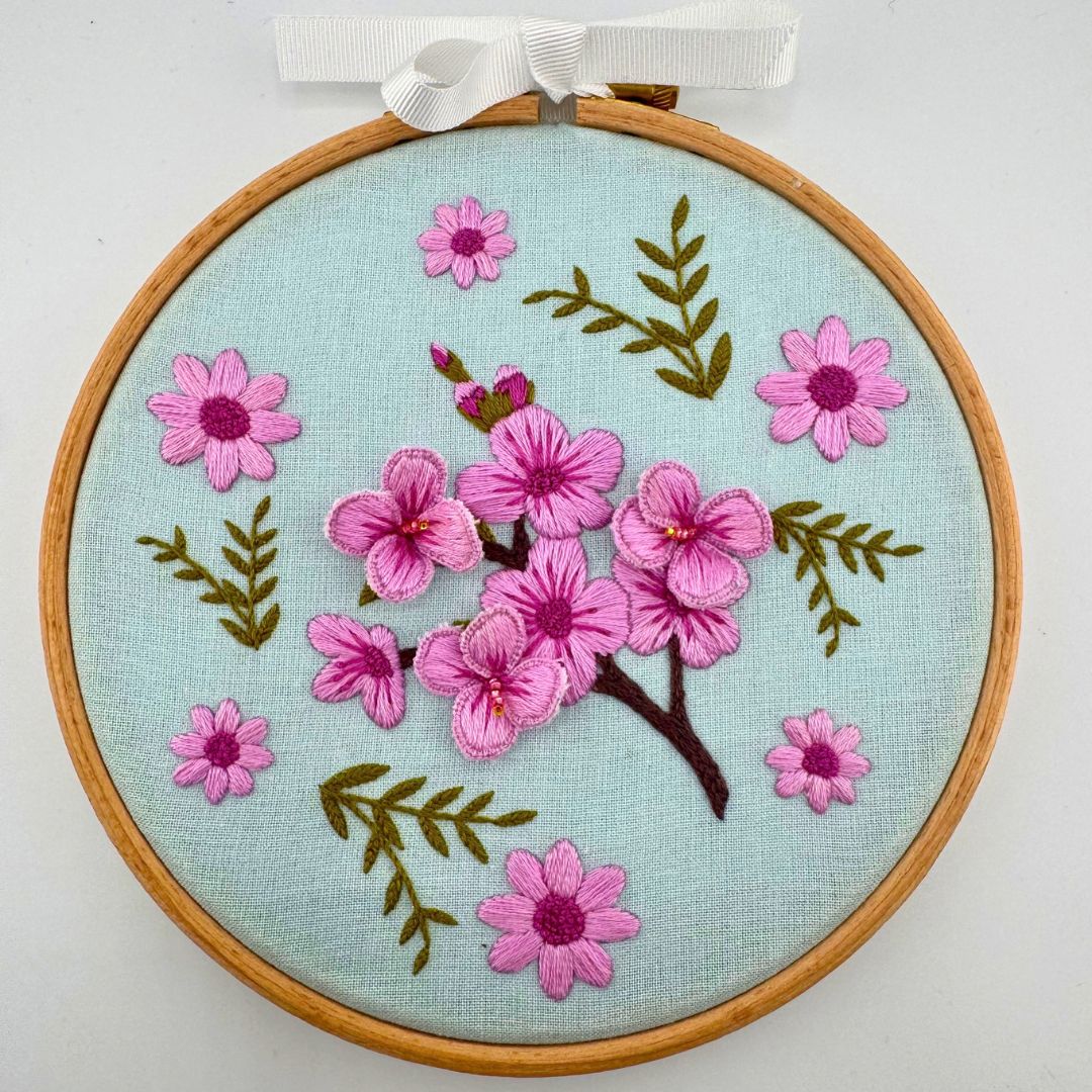 3D Cherry Blossom Stumpwork embroidery kit, Stumpwork embroidery kit - Image 2