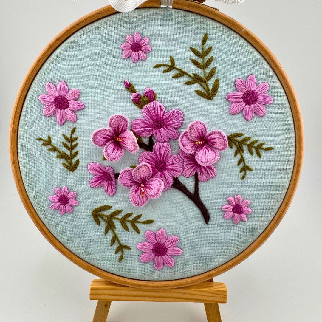3D Cherry Blossom Stumpwork embroidery kit, Stumpwork embroidery kit - Image 8