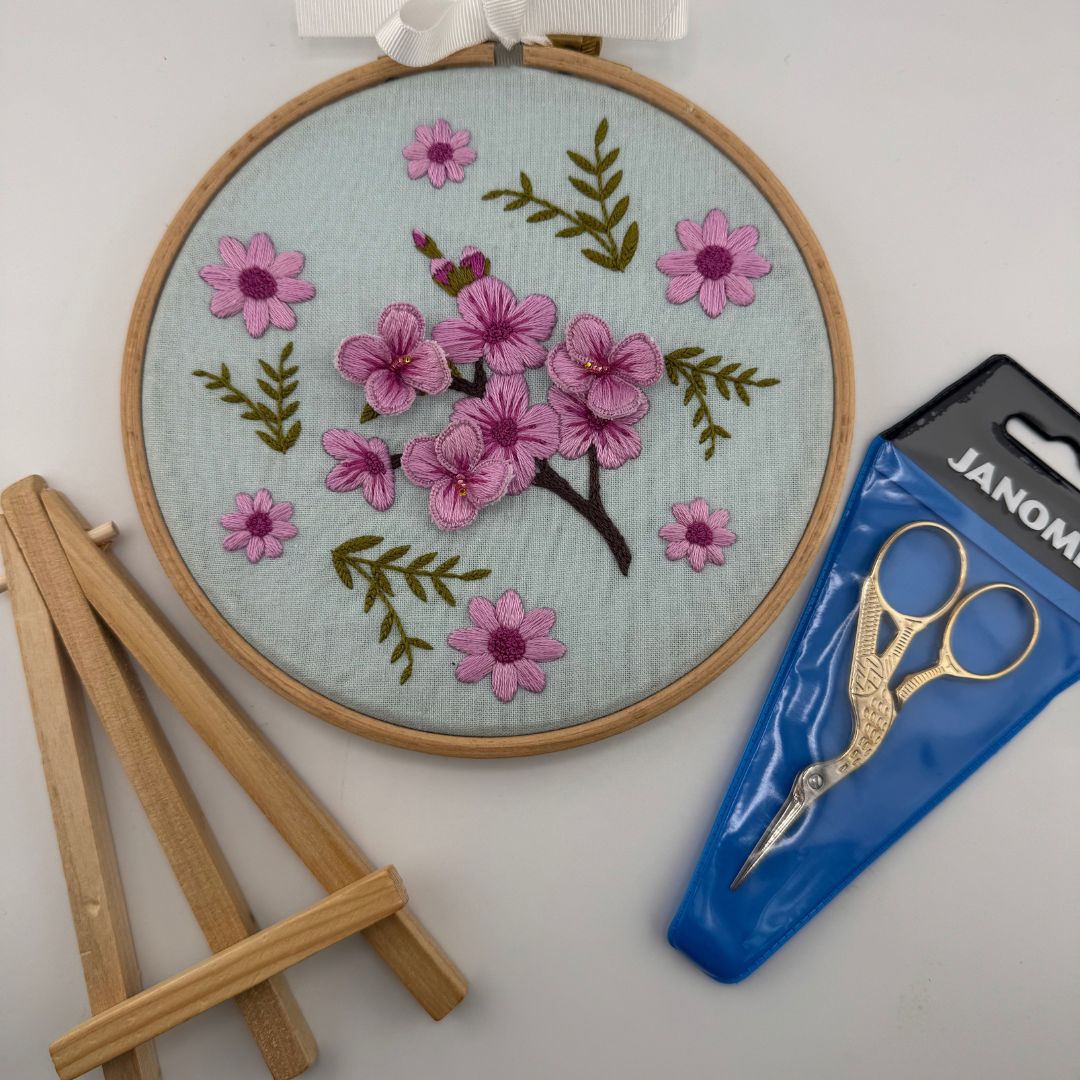 3D Cherry Blossom Stumpwork embroidery kit, Stumpwork embroidery kit - Image 4