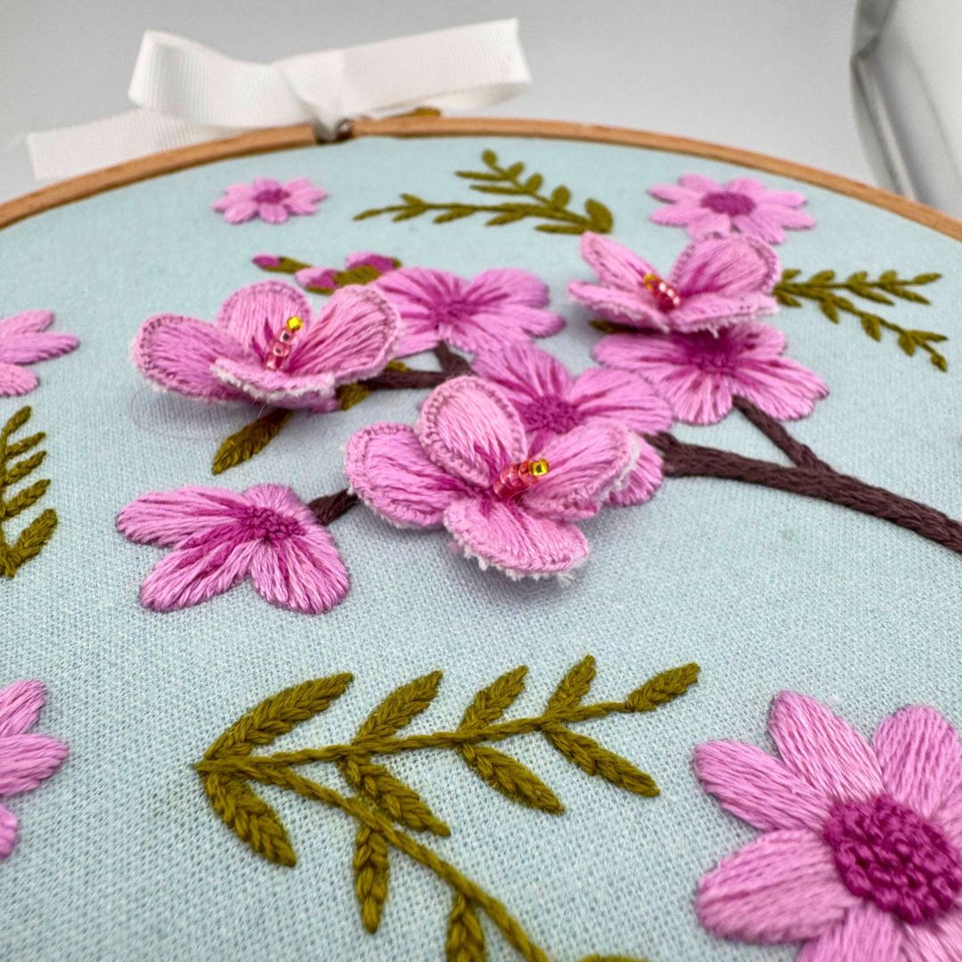 3D Cherry Blossom Stumpwork embroidery kit, Stumpwork embroidery kit - Image 3